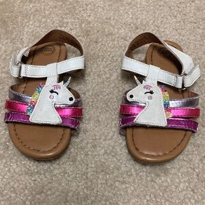 Wonder Nation Unicorn Sandals - White and Pink